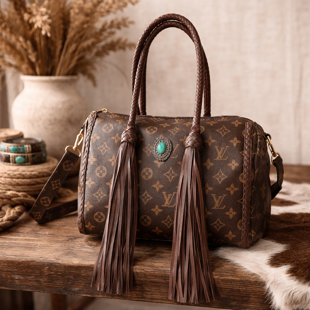 Upcycled LV Western Fringe Handbag ✨