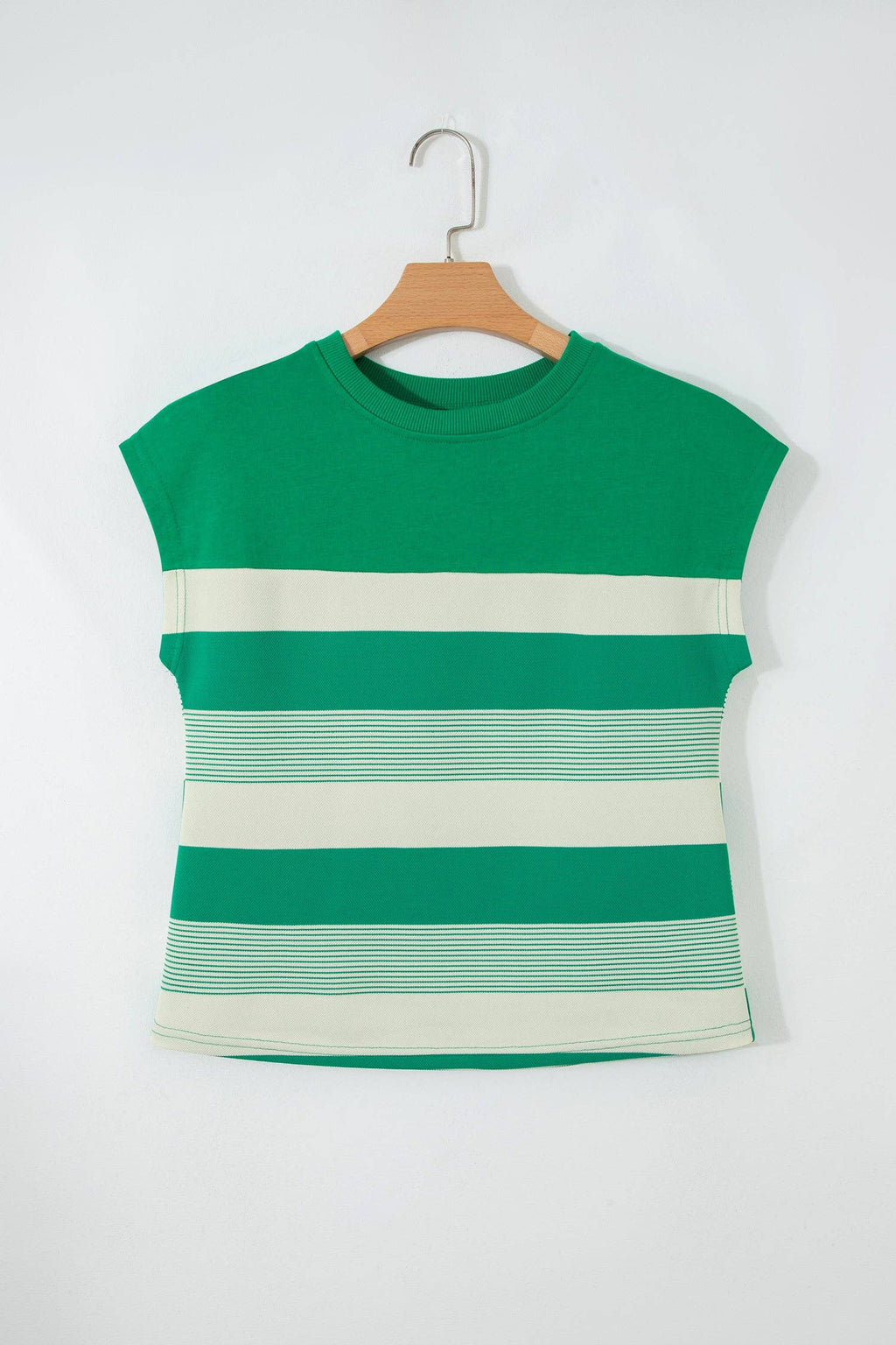 PRETTY BASH Stripe Mixed Crew Neck T-Shirt