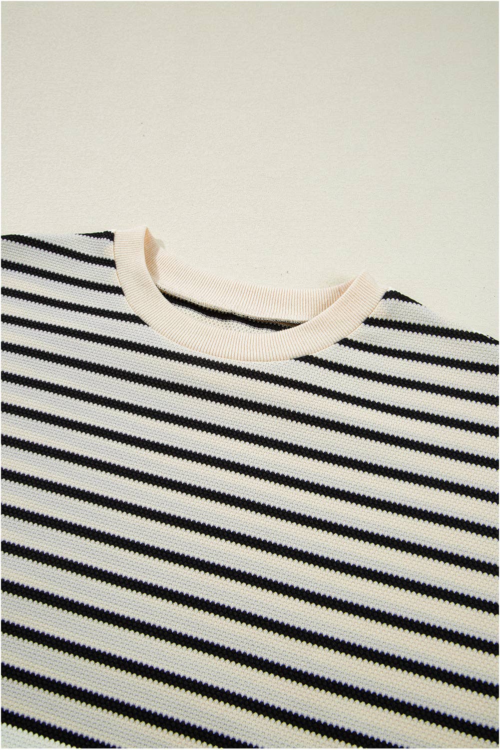 PRETTY BASH Stripe Scallop Lace Trim Ruffle Top