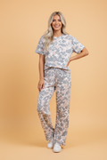 PRETTY BASH Camo Short Sleeve Top & Wide Leg Pants Set
