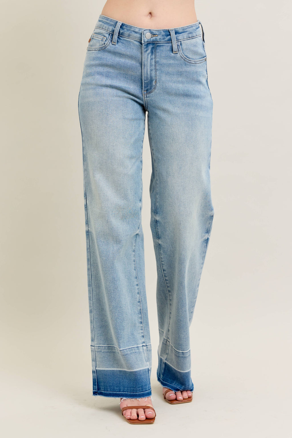 Light Wash Release Hem Wide Leg