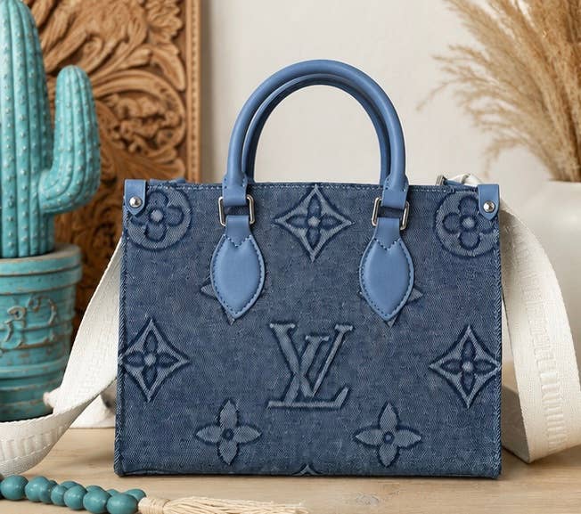 Upcycled Designer Denim Monogram Handbag