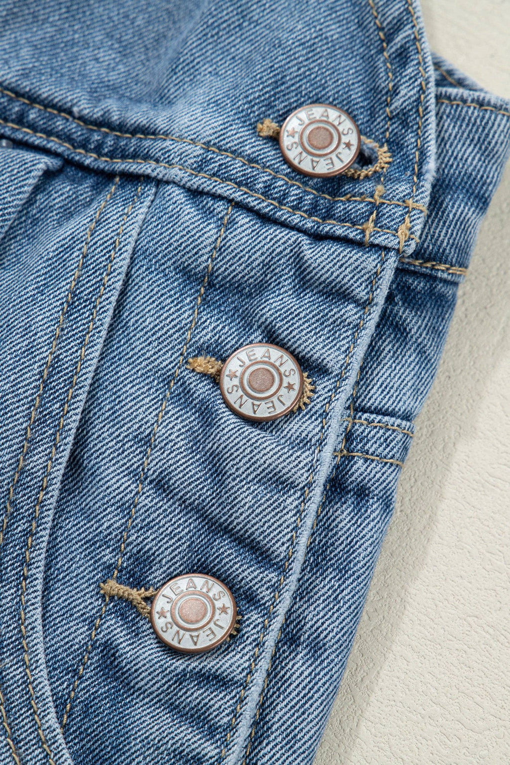 PRETTY BASH Pleated Wide Leg Pocketed Denim Jumpsuit