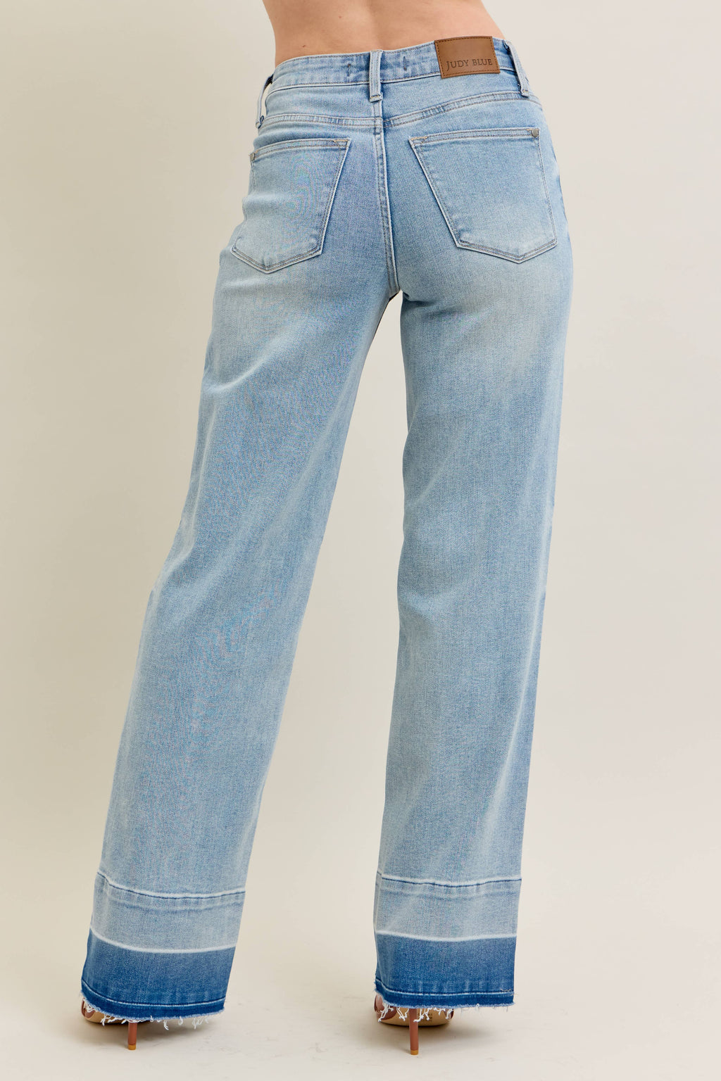 Light Wash Release Hem Wide Leg
