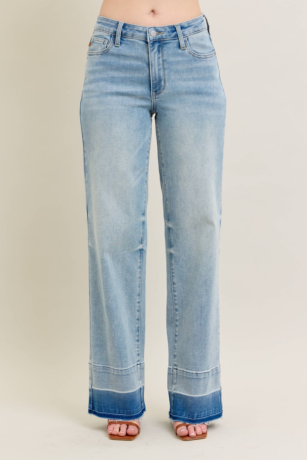 Light Wash Release Hem Wide Leg