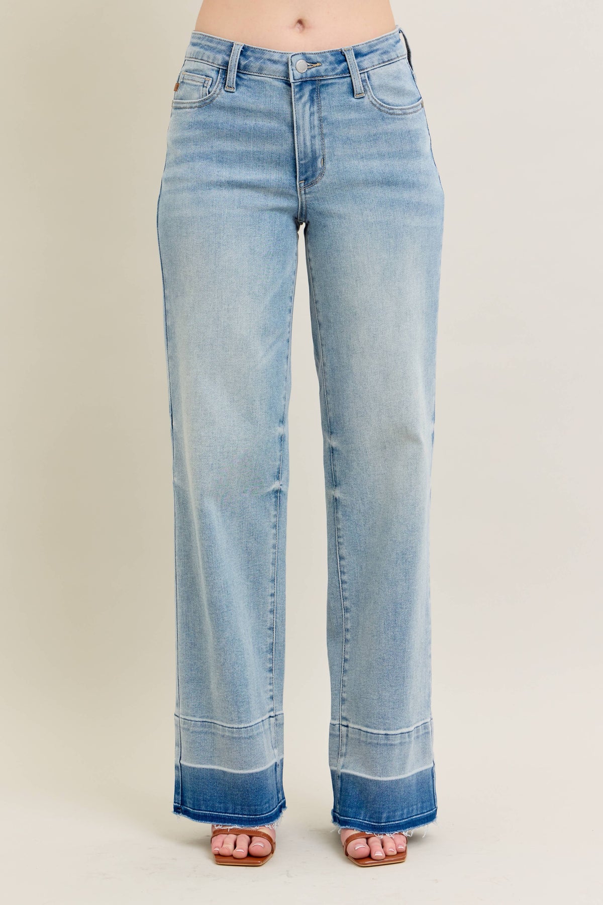 Light Wash Release Hem Wide Leg
