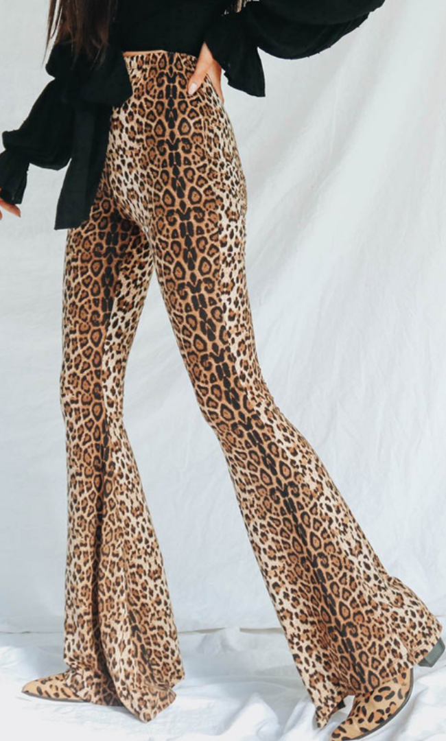 Leopard High Waist Flare Pants