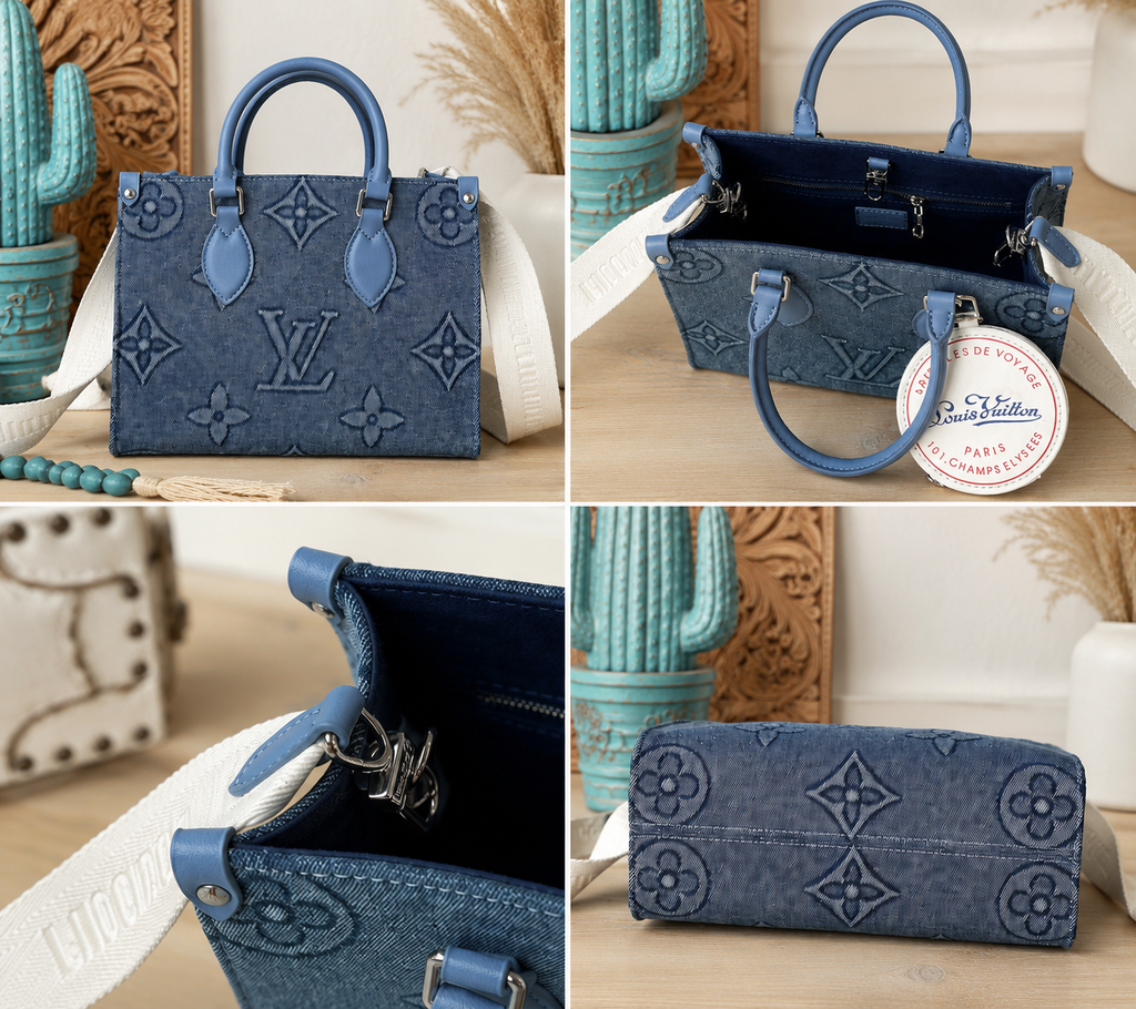 Upcycled Designer Denim Monogram Handbag