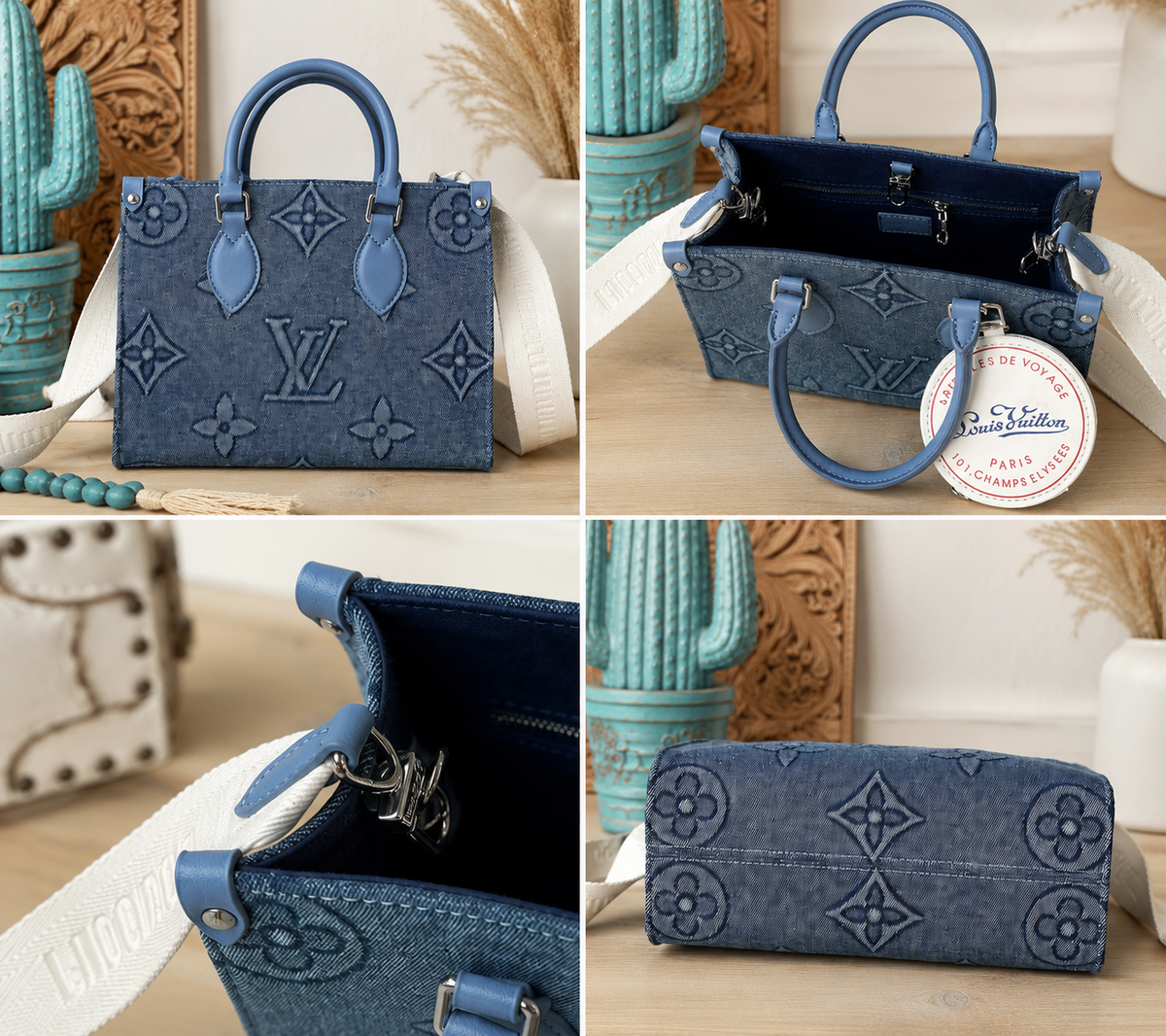 Upcycled Designer Denim Monogram Handbag