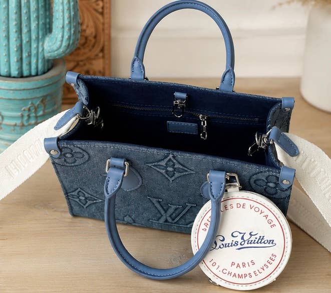 Upcycled Designer Denim Monogram Handbag
